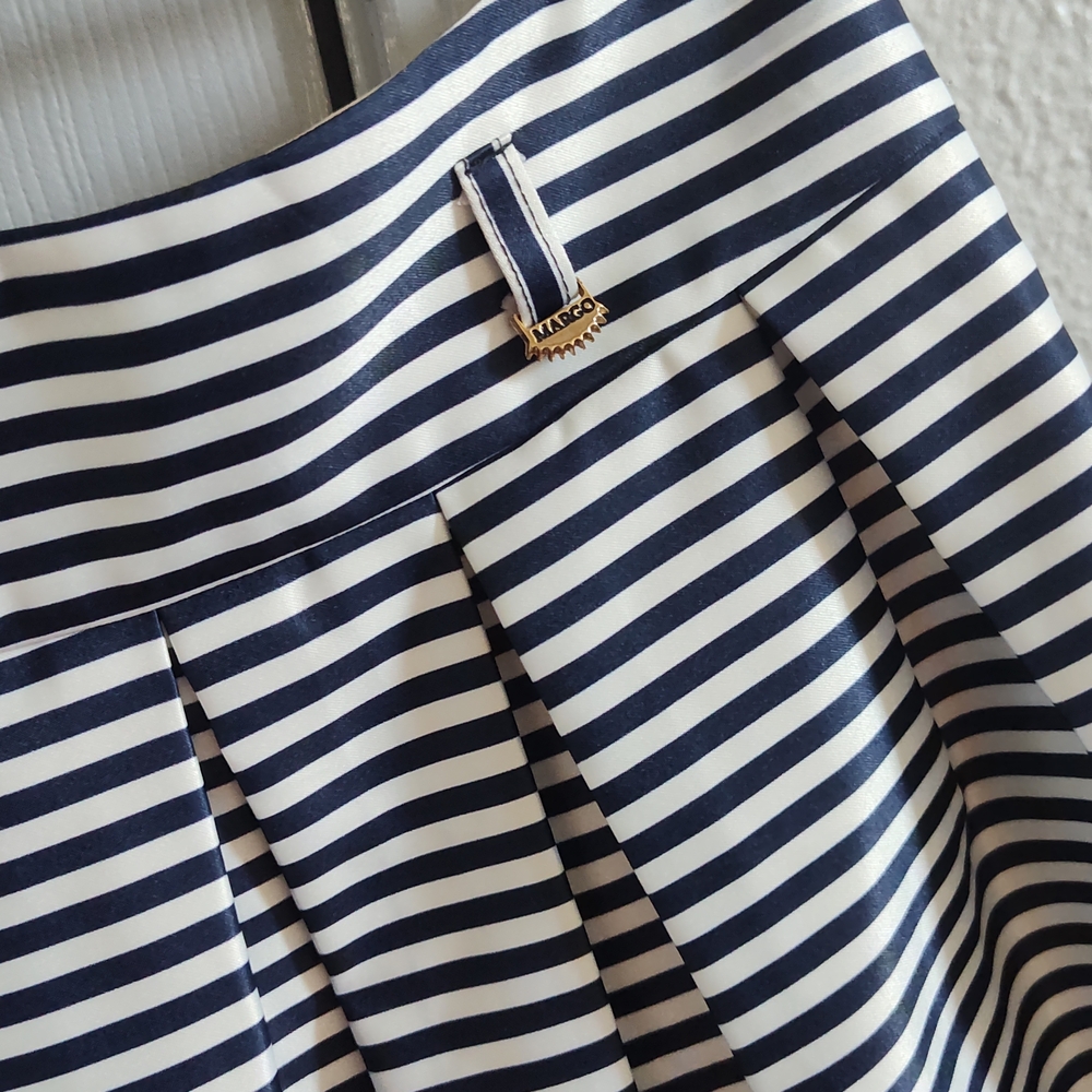 Margo blue Navy and White Striped Circle Skirt Size 36/S - Picture 4 of 12